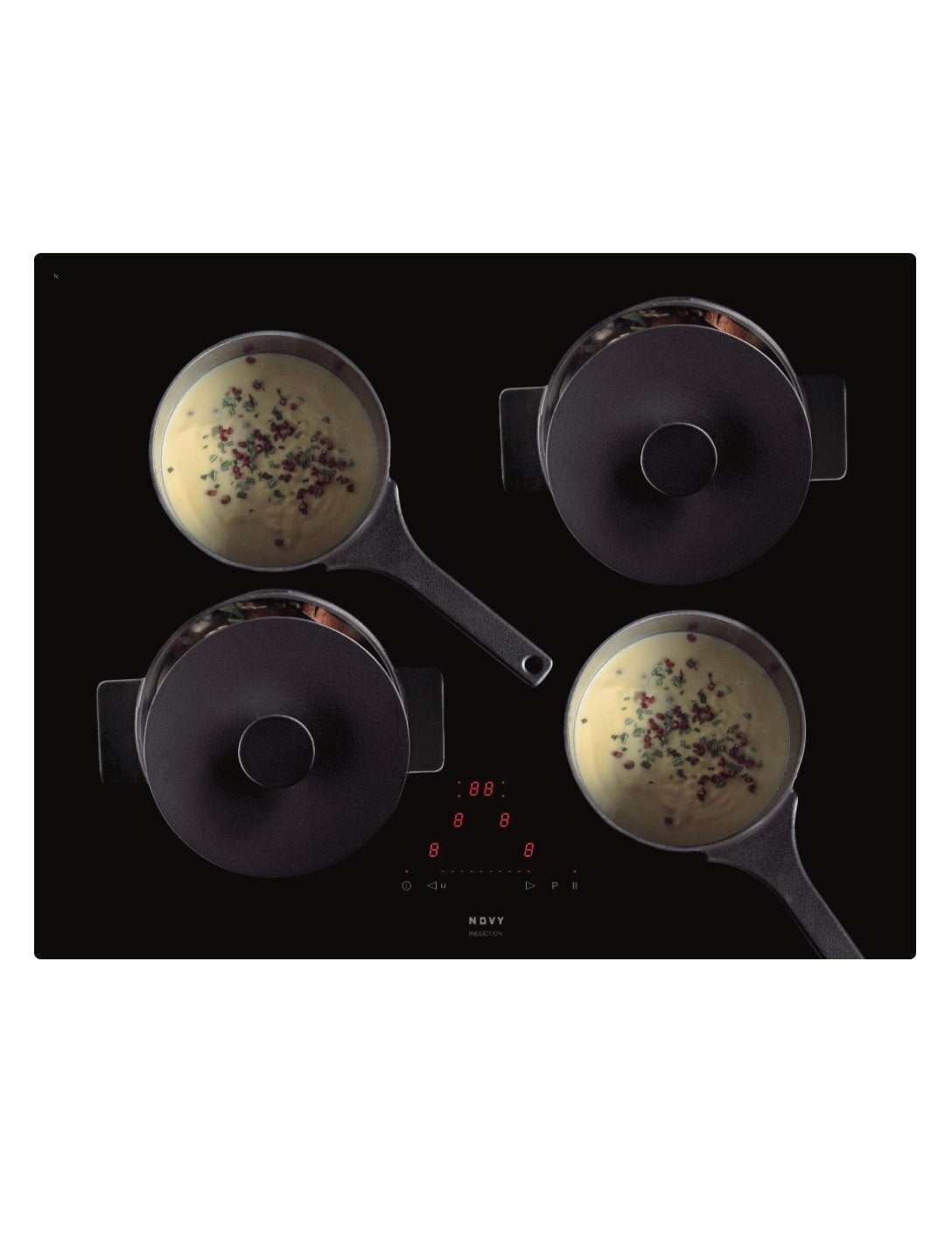 Inductiekookplaat Novy 1753 65cm, Ophalen, Nieuw, 4 kookzones, Energieklasse A of zuiniger
