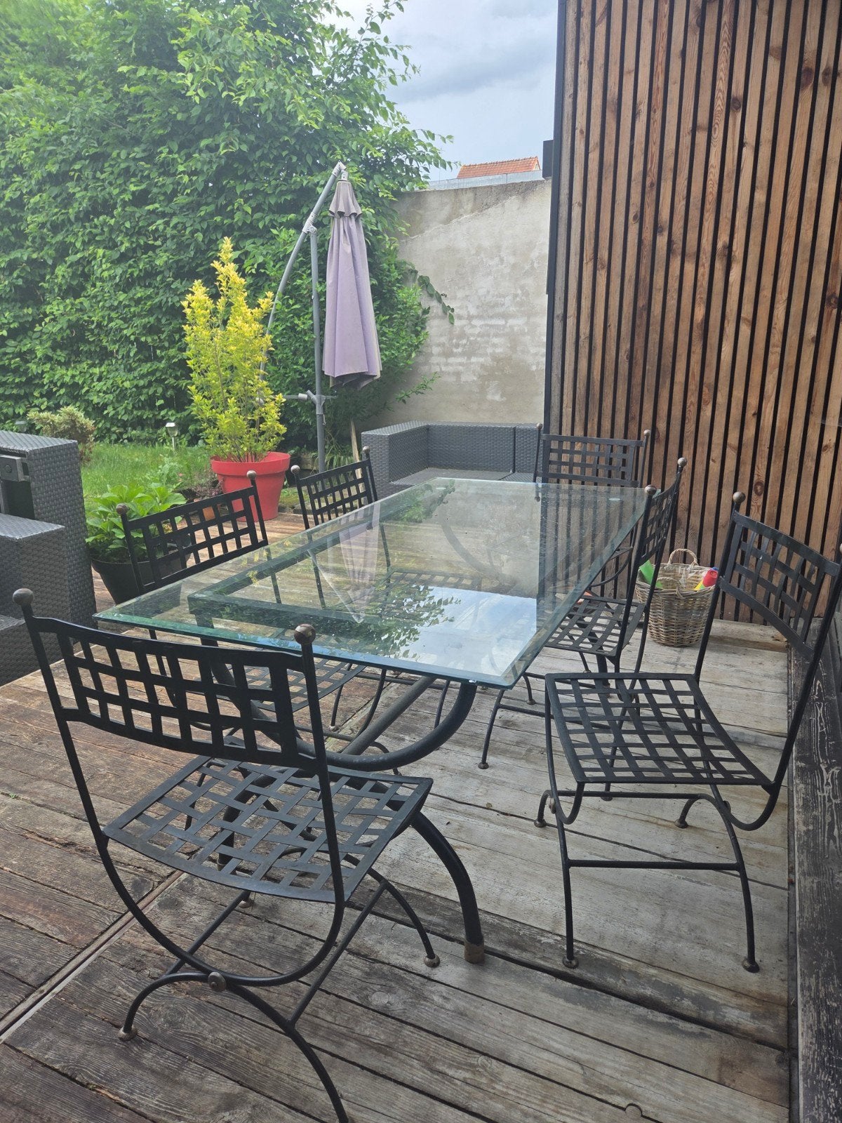 Tuintafel en 6 stoelen, Ophalen