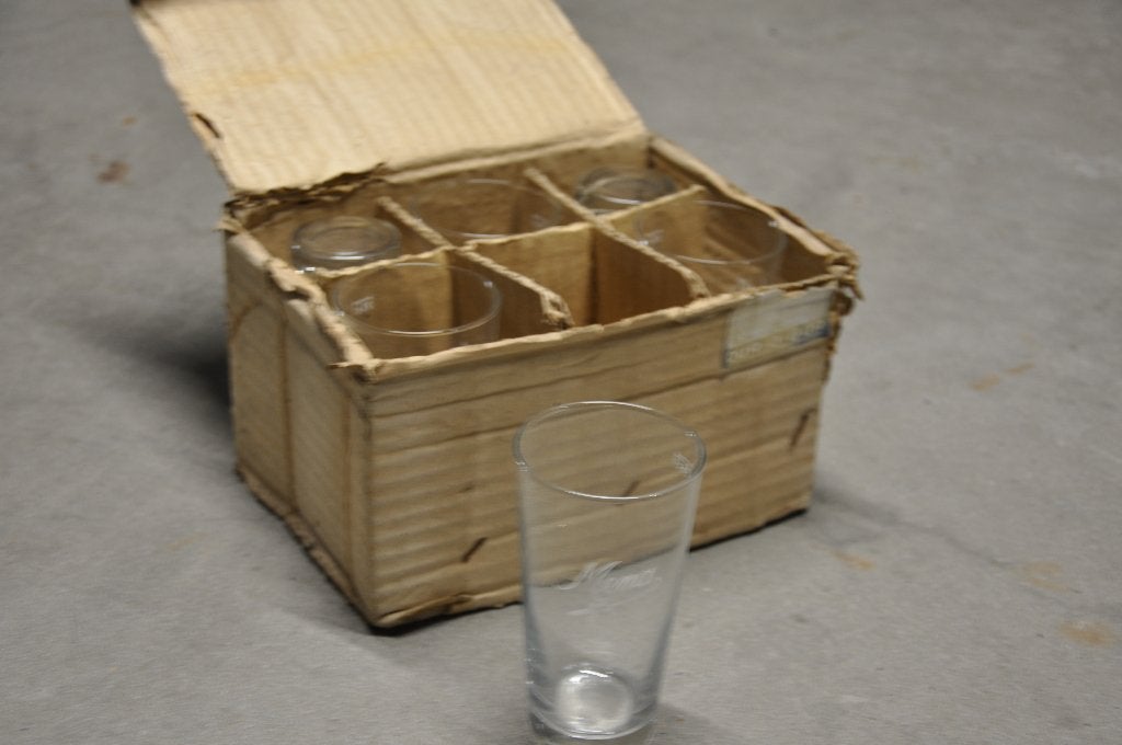 8x6 Oude bier en frisdrankglazen, Verzamelen, Glas en Drinkglazen, Ophalen, Nieuw, Bierglas