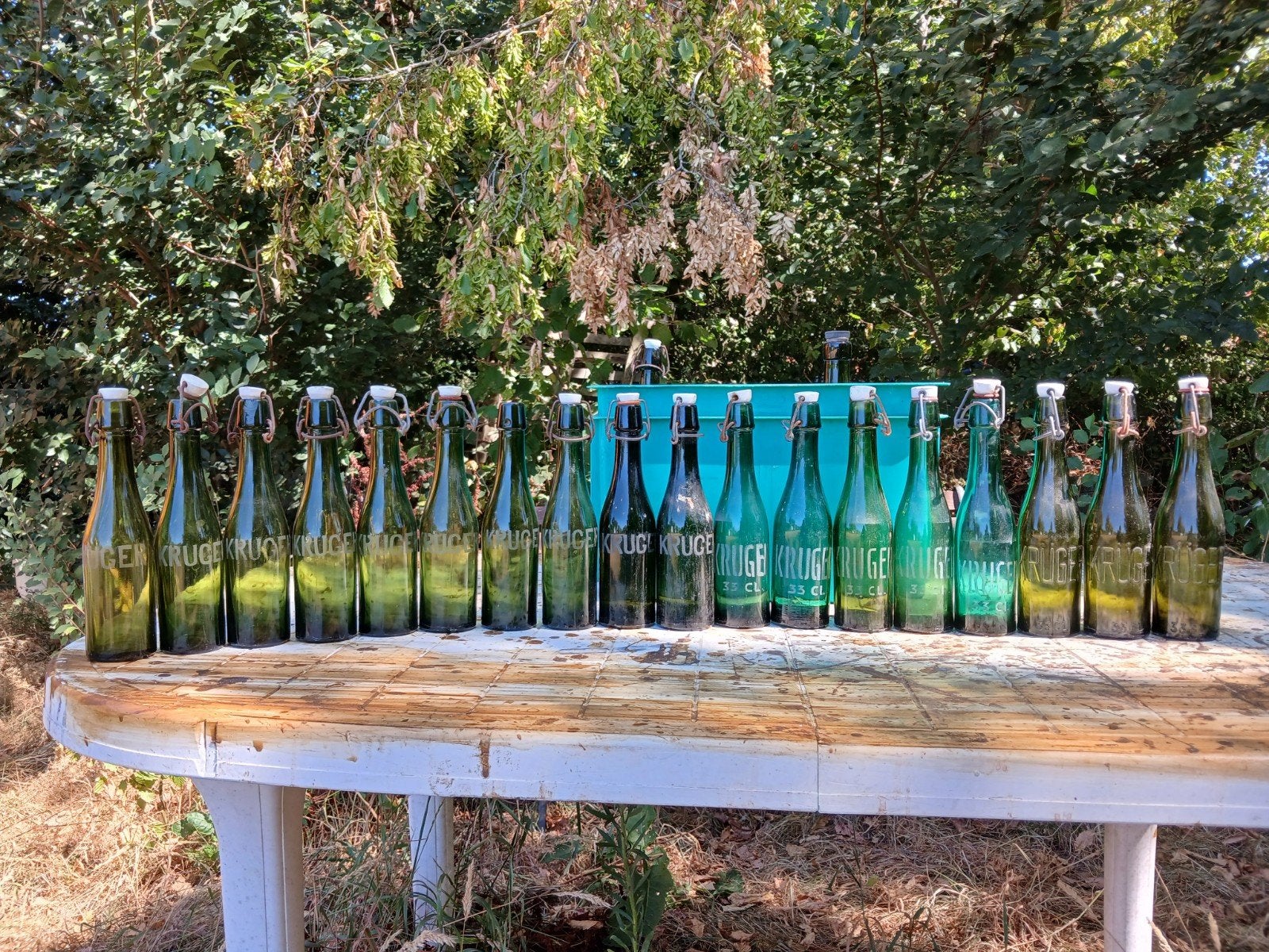oude vintage bierflessen brouwerij Kruger Eeklo, Verzamelen, Ophalen of Verzenden