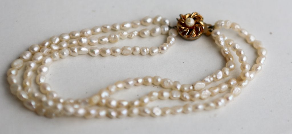 Mooie armband met zoetwaterparels - vintage, Ophalen of Verzenden, Zo goed als nieuw, Wit