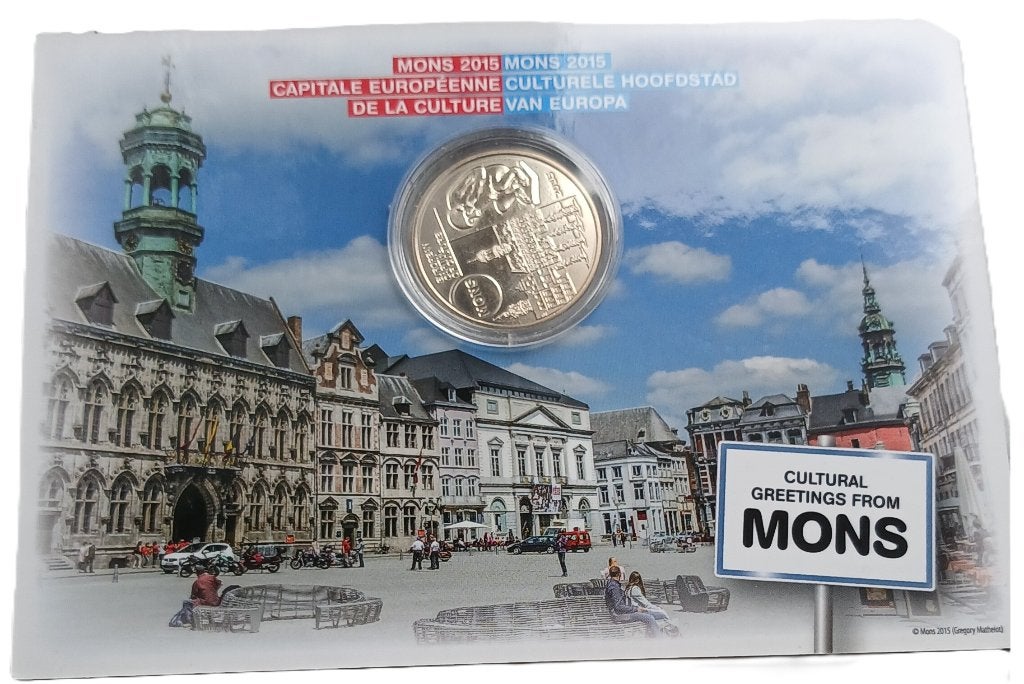Belgique MONS 5 €uros 2015 en coincard ( BU), Envoi, Autre, Monnaie en vrac