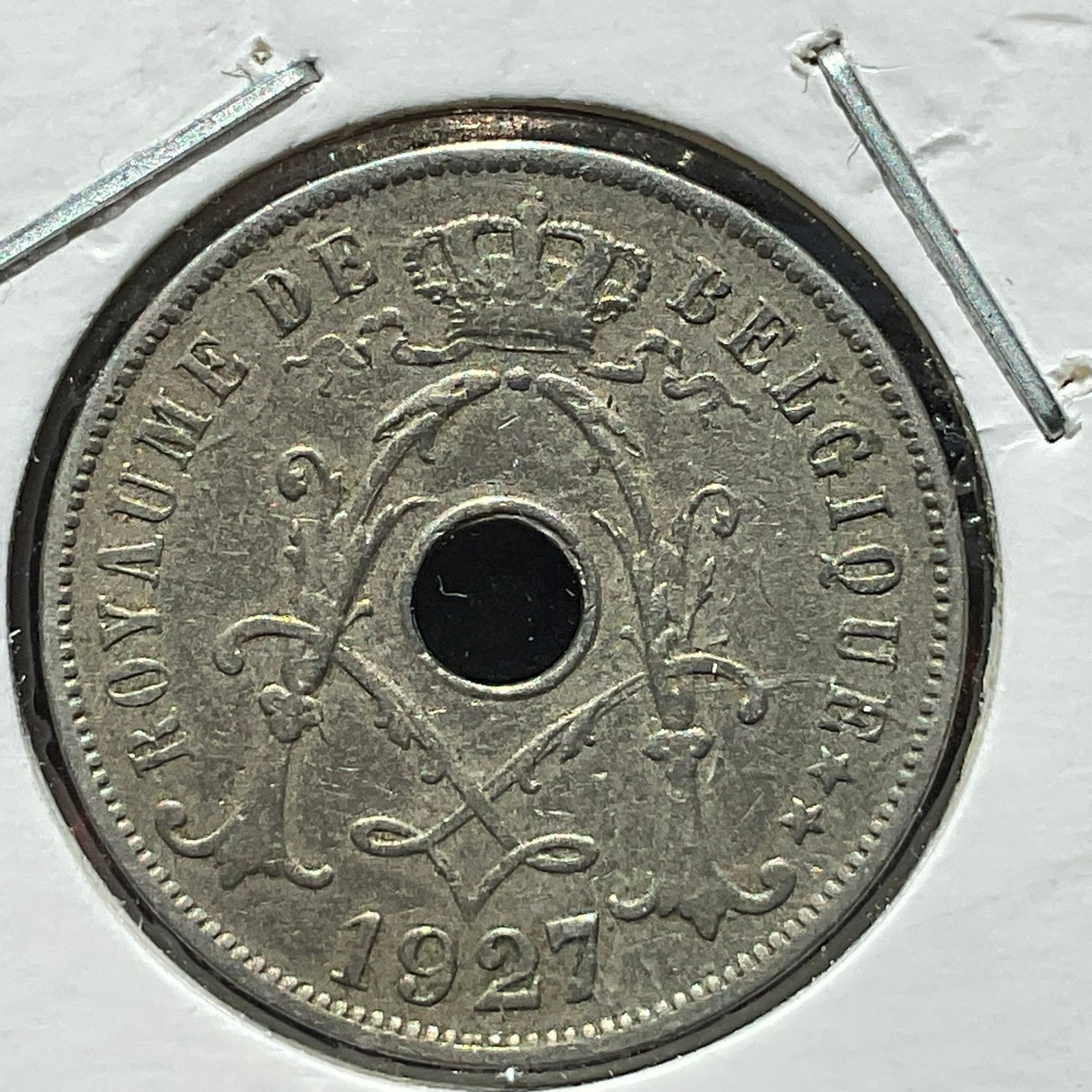 Belgique - Belle pièce Art Nouveau 25 C Fr - 1927, Envoi, Métal, Monnaie en vrac