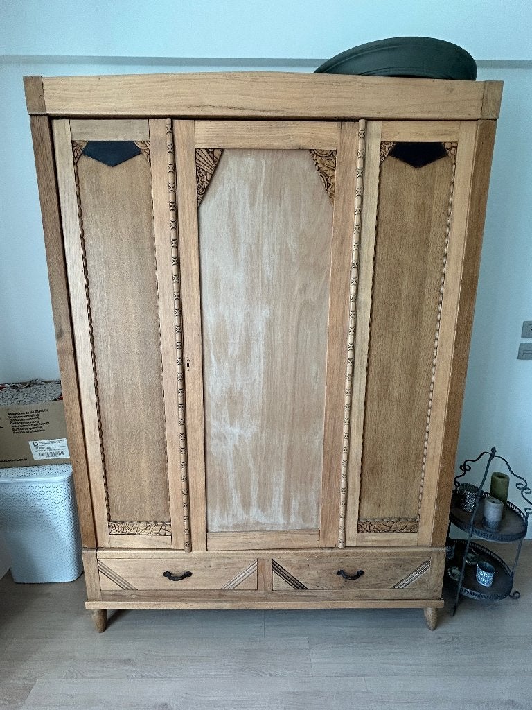 KOOPJE 150€ : antieke kast + 2 nachtkastjes art deco, Ophalen