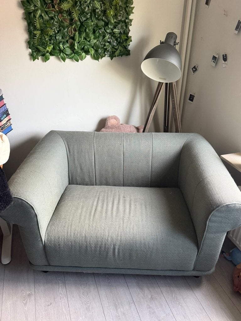 IKEA viskafors zetel 1,5 zit grijs groen, Huis en Inrichting, Ophalen, Gebruikt, Overige maten, Rechte bank