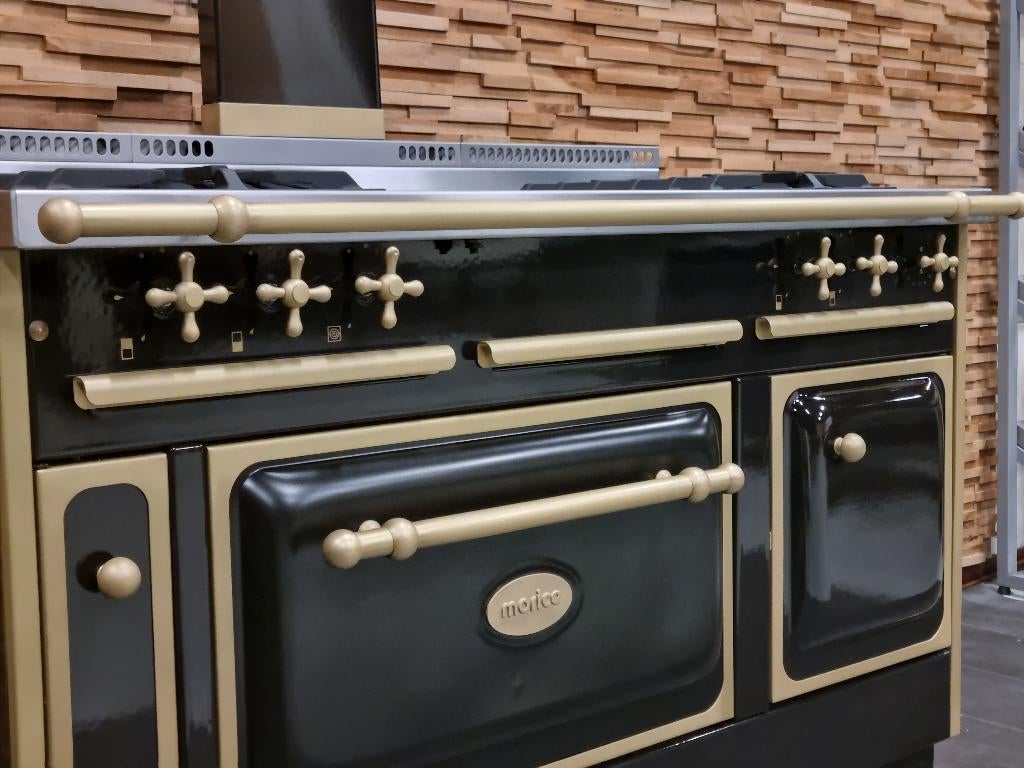 🔥Luxe Fornuis Morice 130cm Mokka + Messing 5 pits GASOVEN, Elektronische apparatuur, Fornuizen, Ophalen, 60 cm of meer, Zo goed als nieuw
