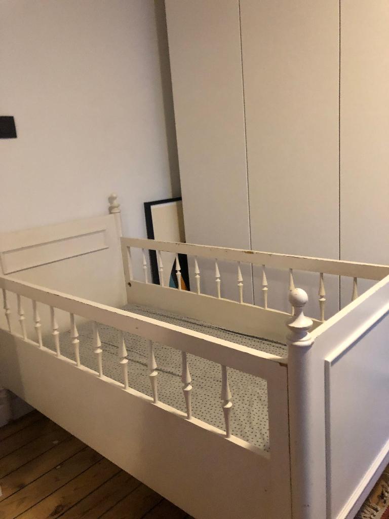 Babybed retro wit, Kinderen en Baby's, Ophalen, Gebruikt, 70 tot 85 cm, 140 tot 160 cm