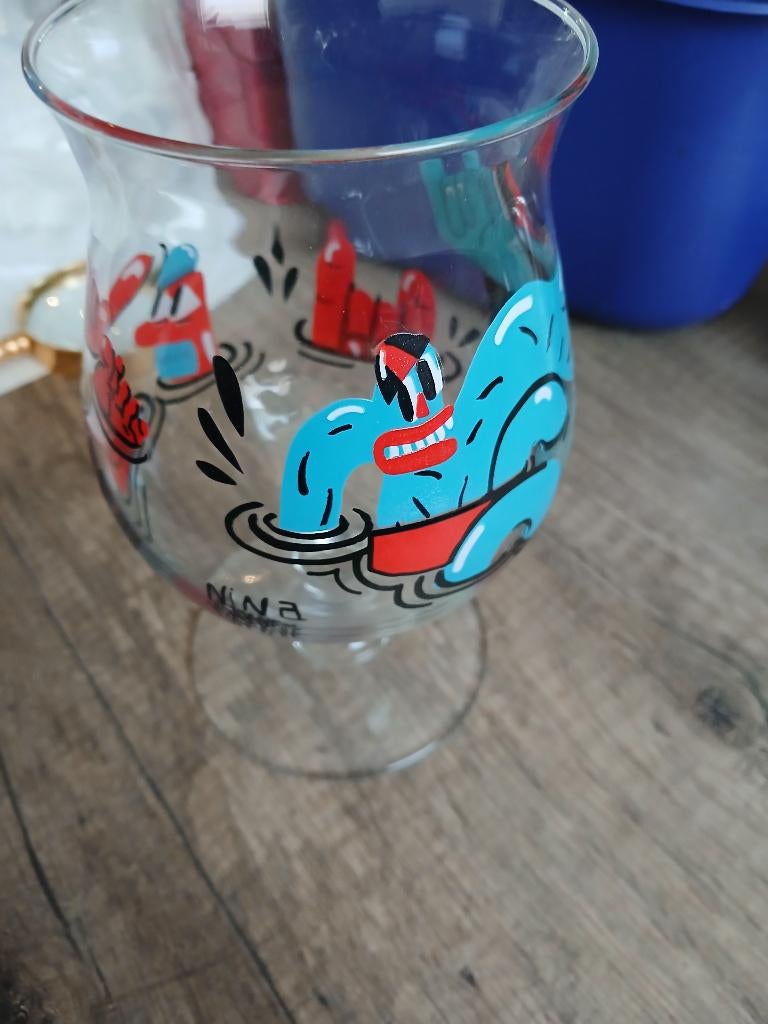 Duvel glas nina van de weghe, Ophalen, Zo goed als nieuw, Bierglas
