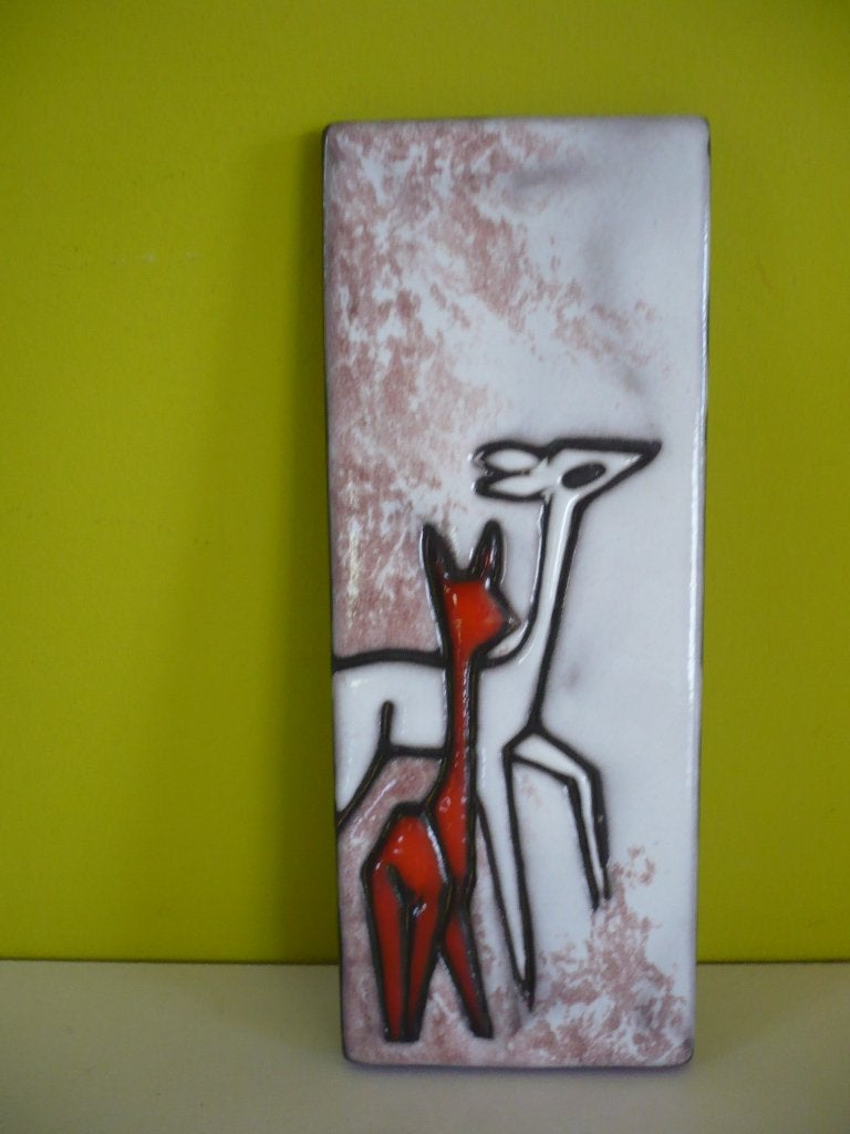 Mooie vintage muurtegel wanddecoratie Bambi's Ruscha keramik, Antiquités & Art, Enlèvement ou Envoi