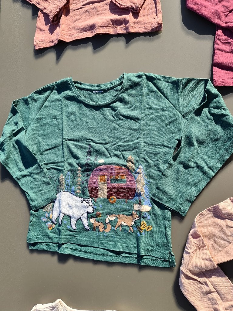 Groene longsleef, trui, pull caravan, CA, 128, Enlèvement, Comme neuf