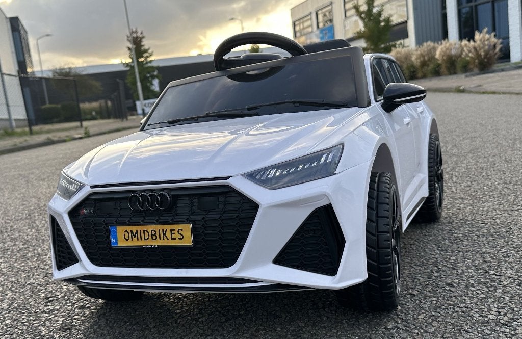 Kinder Auto Audi RS6 12v wit RC - Leder - Rubberband NIEUW, Ophalen of Verzenden, Nieuw