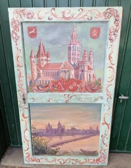 antieke kastdeur schilderij Nürnberg Zuid-Duitsland, Huis en Inrichting, Woonaccessoires | Wanddecoraties, Ophalen, Gebruikt, 146 cm