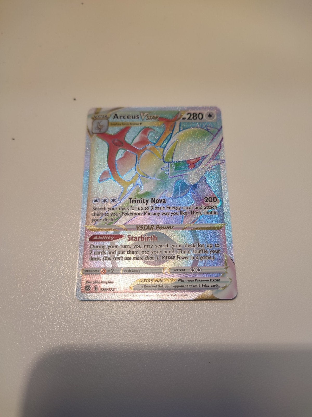 Pokémon Arceus VSTAR Rainbow Rare 176/172 – Brilliant Stars, Ophalen, Nieuw, Losse kaart