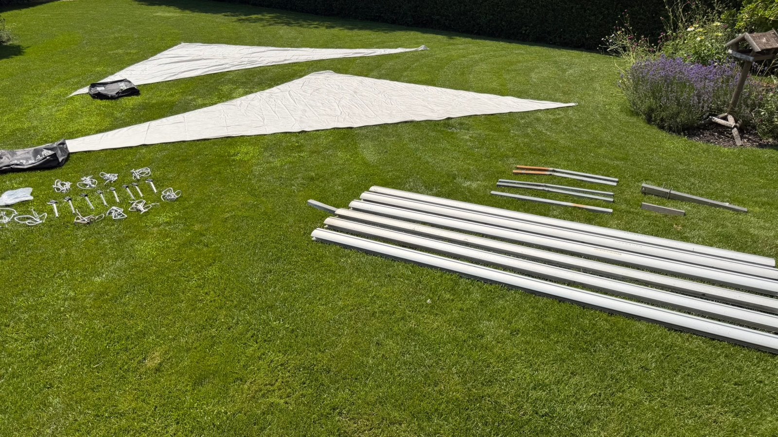 Umbrosa Ingenua Schaduwdoeken, palen en grondankers, Tuin en Terras, Ophalen, Gebruikt