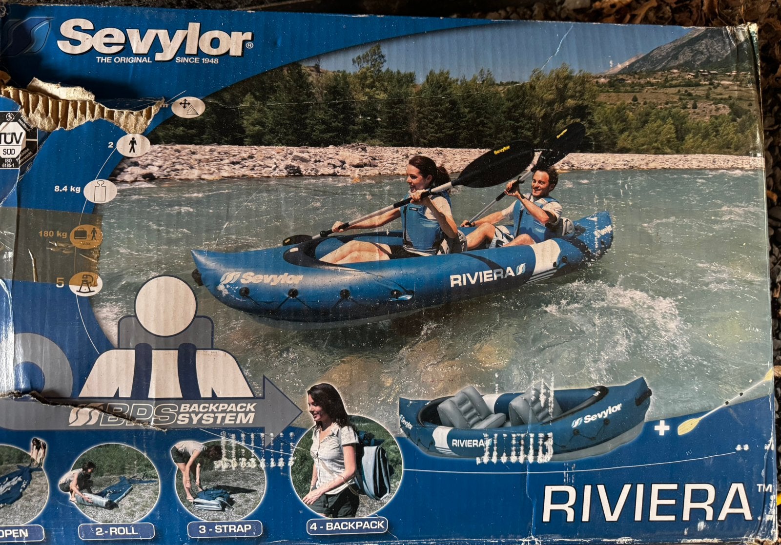 Sevylor kayak (backpack system), Ophalen, Zo goed als nieuw