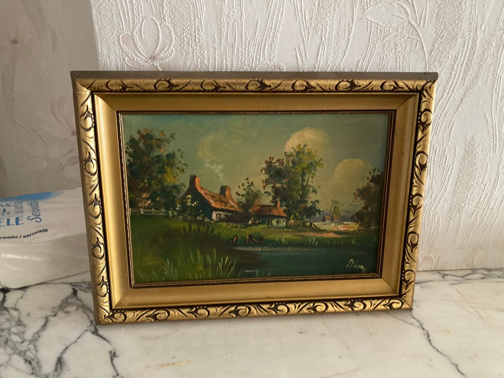 Olieverfschilderij – Landelijk landschap (gesigneerd Petri), Antiquités & Art, Art | Peinture | Classique, Peinture à l'huile