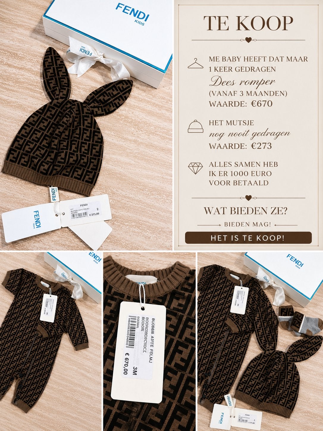 Fendi outfit baby, Kinderen en Baby's, Ophalen of Verzenden, Zo goed als nieuw