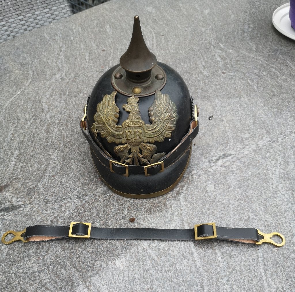 kinriem pinhelm, pickelhaube, Verzenden, Landmacht, Helm of Baret