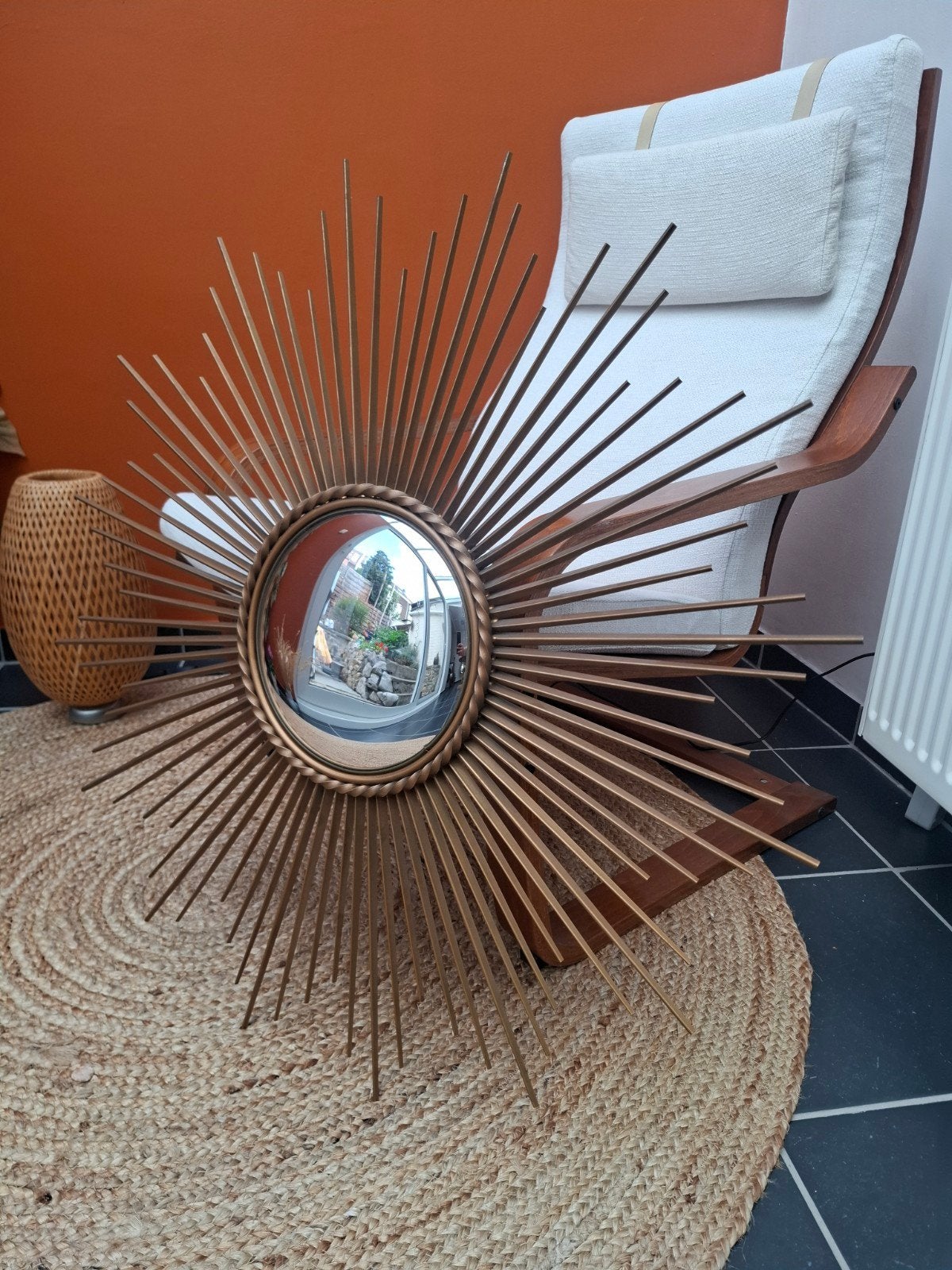 miroir soleil zonnespiegel chaty vallauris signé 83cm 1960, Enlèvement ou Envoi