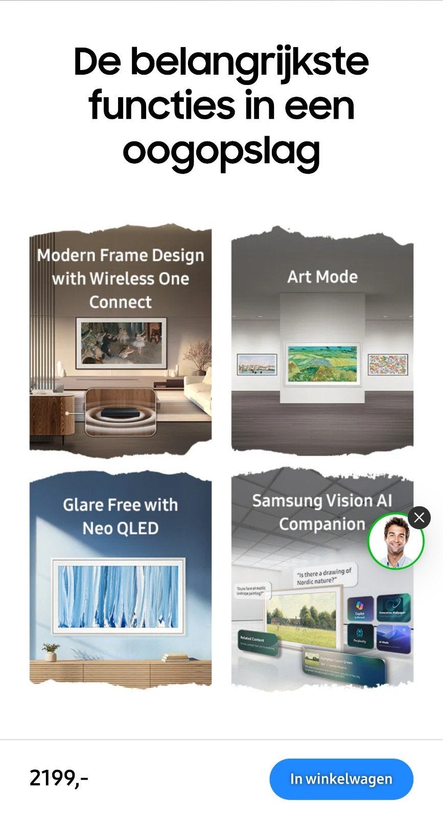 Samsung The Frame PRO 2026 WIRELESS QE65LS03HWU, Audio, Tv en Foto, Televisies, Ophalen, QLED, Nieuw, 120 Hz