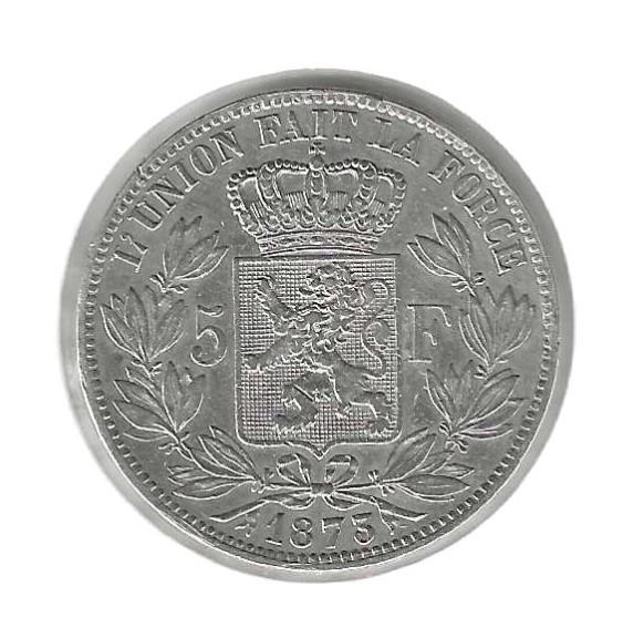 Belgique, 5 Francs 1873, Lange PROTEGE & omgekeerde sterren., Timbres & Monnaies, Monnaies | Belgique, Enlèvement ou Envoi, Monnaie en vrac