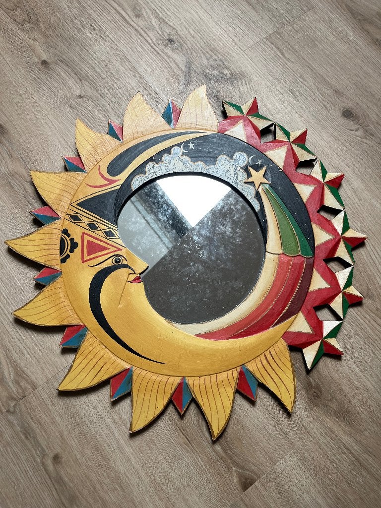 zon spiegel, Huis en Inrichting, Woonaccessoires | Spiegels, Ophalen, Minder dan 50 cm, Gebruikt, Rond