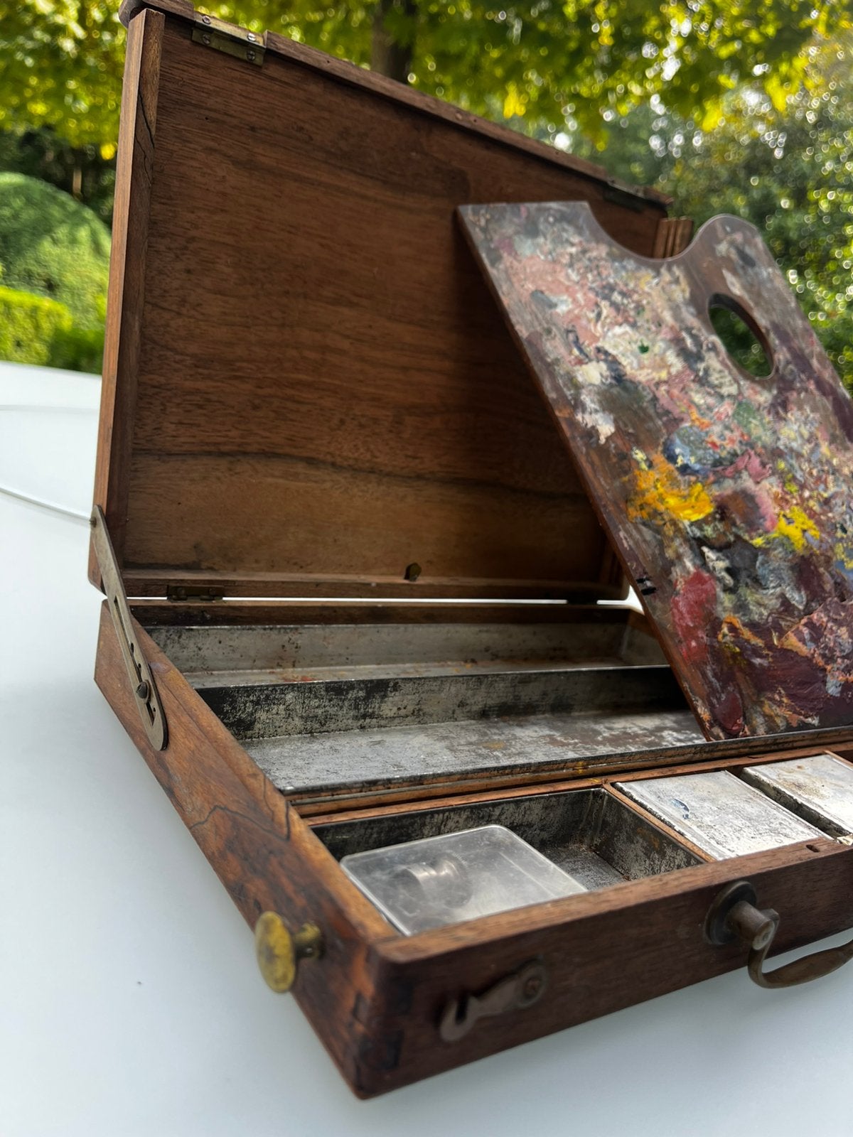 Antieke Schilderskist met Palet c1900 Plein  Air Pochade Box, Hobby en Vrije tijd, Ophalen of Verzenden