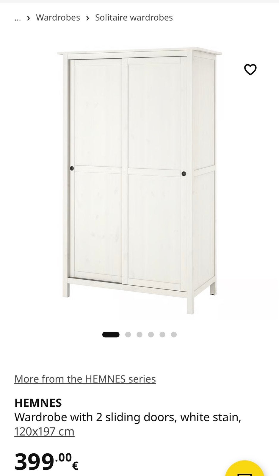 IKEA HEMNES Wardrobe, 120x197 cm, Enlèvement, Utilisé, IKEA HEMNES