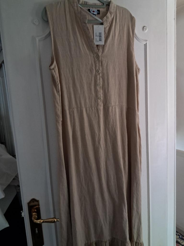 Prachtig nieuw linnen kleedje, Kleding | Dames, Jurken, Ophalen, Beige, Maat 42/44 (L), Nieuw