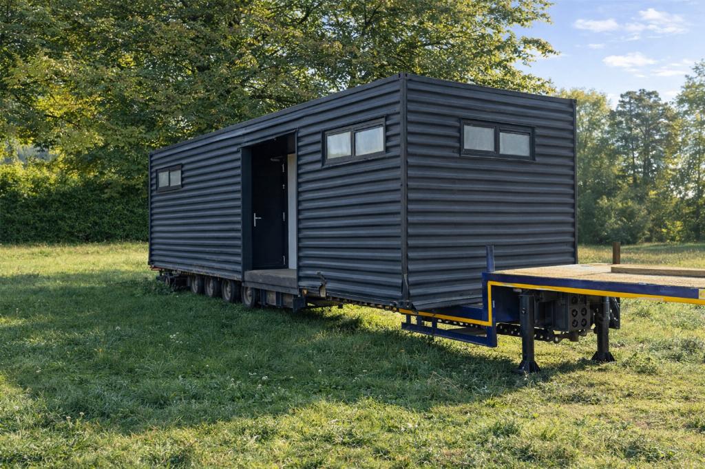 Containerunit met sanitair en kleedkamer, Ophalen