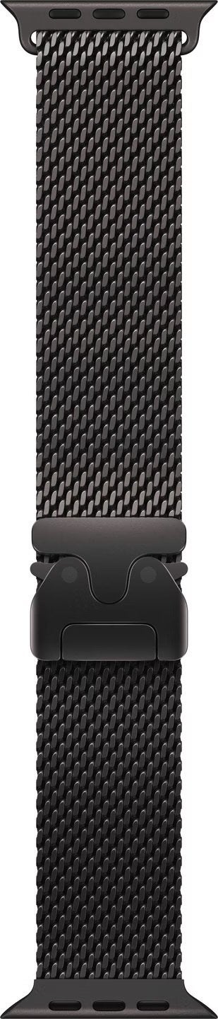 Apple watch bandje titanium milanese zwart medium, Enlèvement, Comme neuf, Sangle