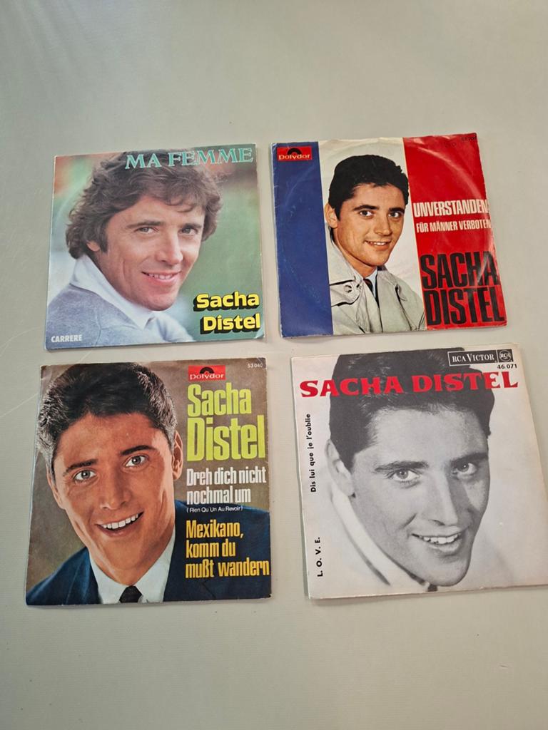 Lot de 4 singles de Sacha Distel, Enlèvement ou Envoi, Single, Autres genres, Utilisé