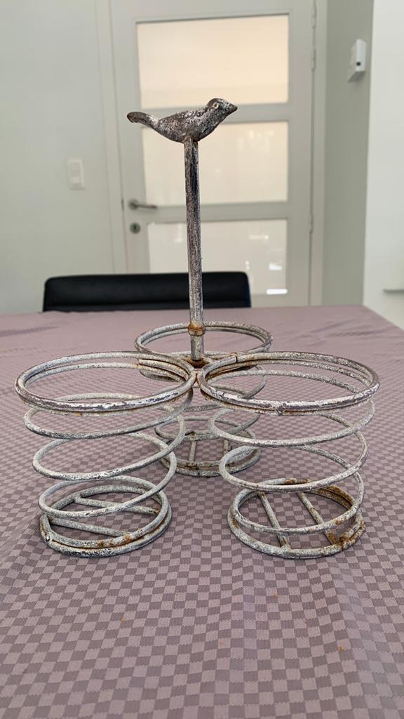 vintage metalen glazenrekje, flessenhouder of plantenrek, Ophalen, Zo goed als nieuw