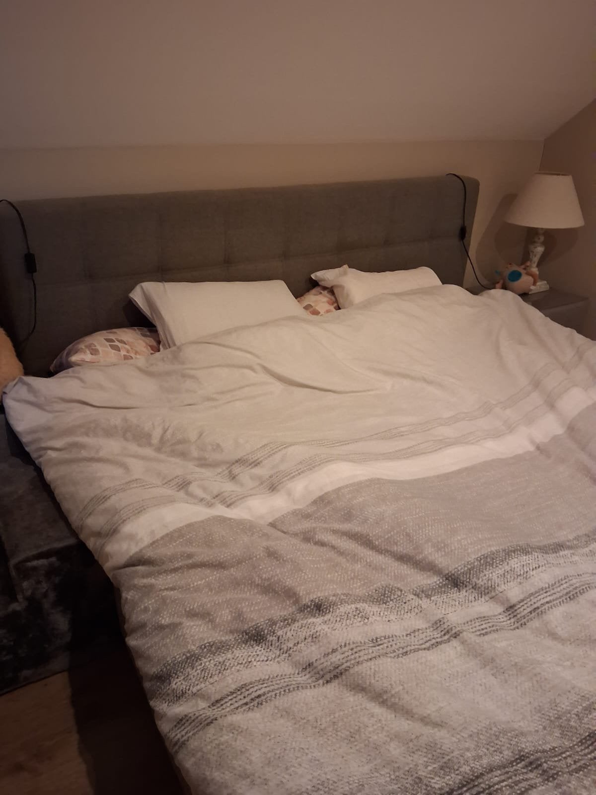 boxspring 180 grijs, Ophalen, Gebruikt