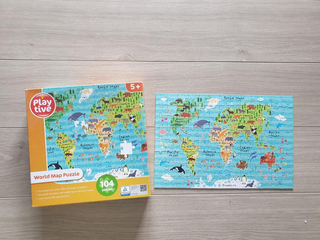 Puzzel - world map puzzle with animals, Ophalen