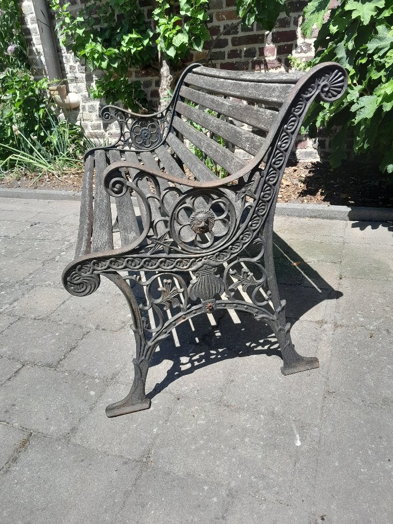 Gietijzeren tuinbank, Bieden vanaf € 100,-, Tuin en Terras, Ophalen, Gebruikt, Metaal