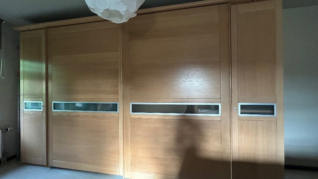 Kleerkast + commode + nachtkastje, Huis en Inrichting, Kasten | Kleerkasten, Gebruikt, 200 cm of meer, 200 cm of meer, 50 tot 75 cm