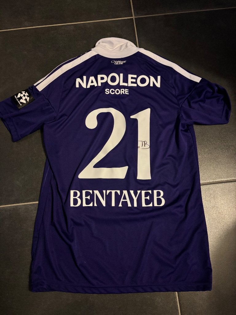 Matchworn signed shirt anderlecht bentayeb, Envoi, Comme neuf, Maillot