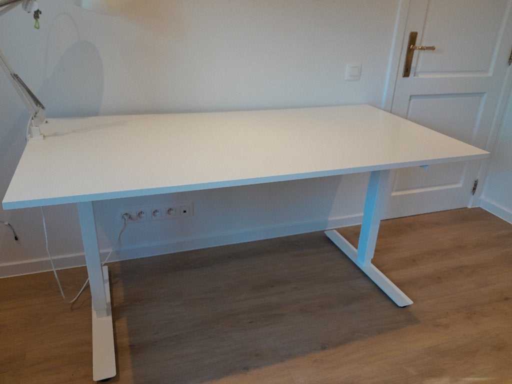 Bureau blanc 80 x 160 cm, très fermement réglable en hauteur, Enlèvement, Réglable en hauteur, Blanc