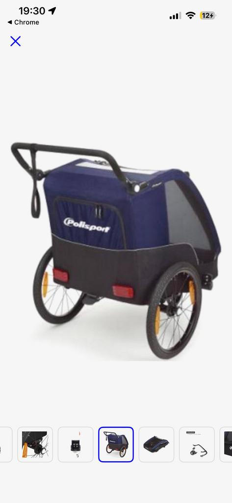 Remorque à vélo Polisport, Pliable, 20 à 40 kg, Comme neuf, Enlèvement