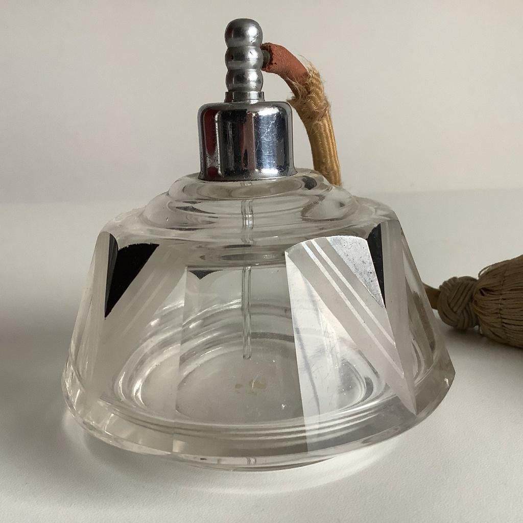 art deco boudoir fles met puffer en flosje, Antiek en Kunst, Ophalen of Verzenden