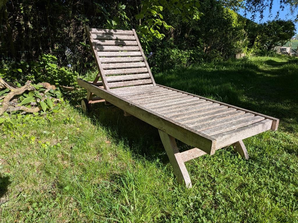 Ligbed, Tuin en Terras, Ligbedden, Ophalen, Gebruikt, Teakhout, Verstelbaar