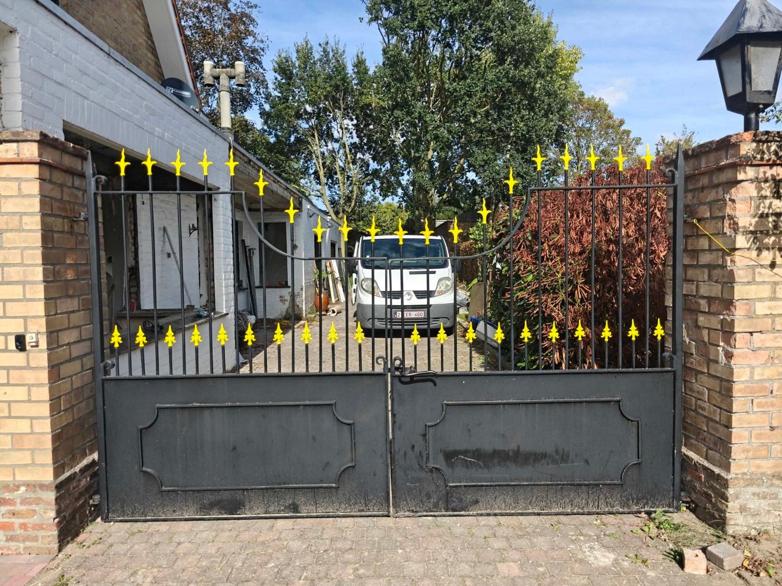 Dubbele smeedijzeren inrijpoort – 330 cm – sierpoort, Ophalen, Gebruikt