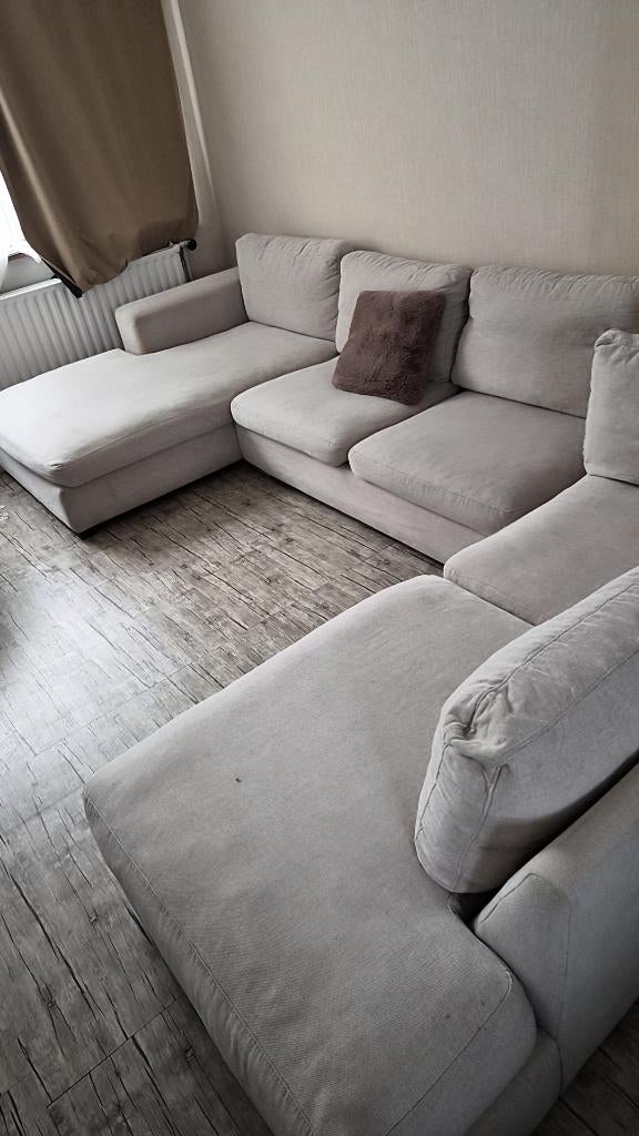 Grote beige hoekbank met zeer comfortabel dagbed, Huis en Inrichting, Ophalen, Gebruikt, Overige maten, Hoekbank