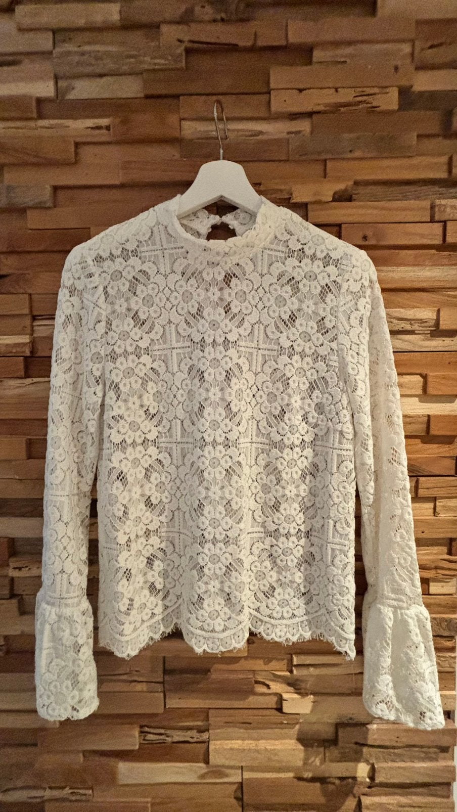 Witte kanten blouse (38-40) medium, Ophalen, Gedragen, Wit