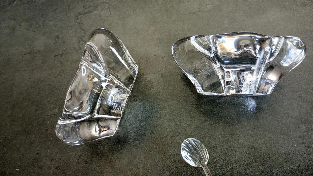 Ensemble de salières vintage en cristal Daum France avec cui, Enlèvement ou Envoi