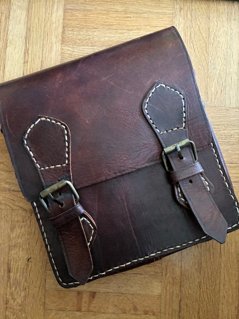 Sac véritable cuir, Enlèvement, Comme neuf, Brun, Sac à bandoulière