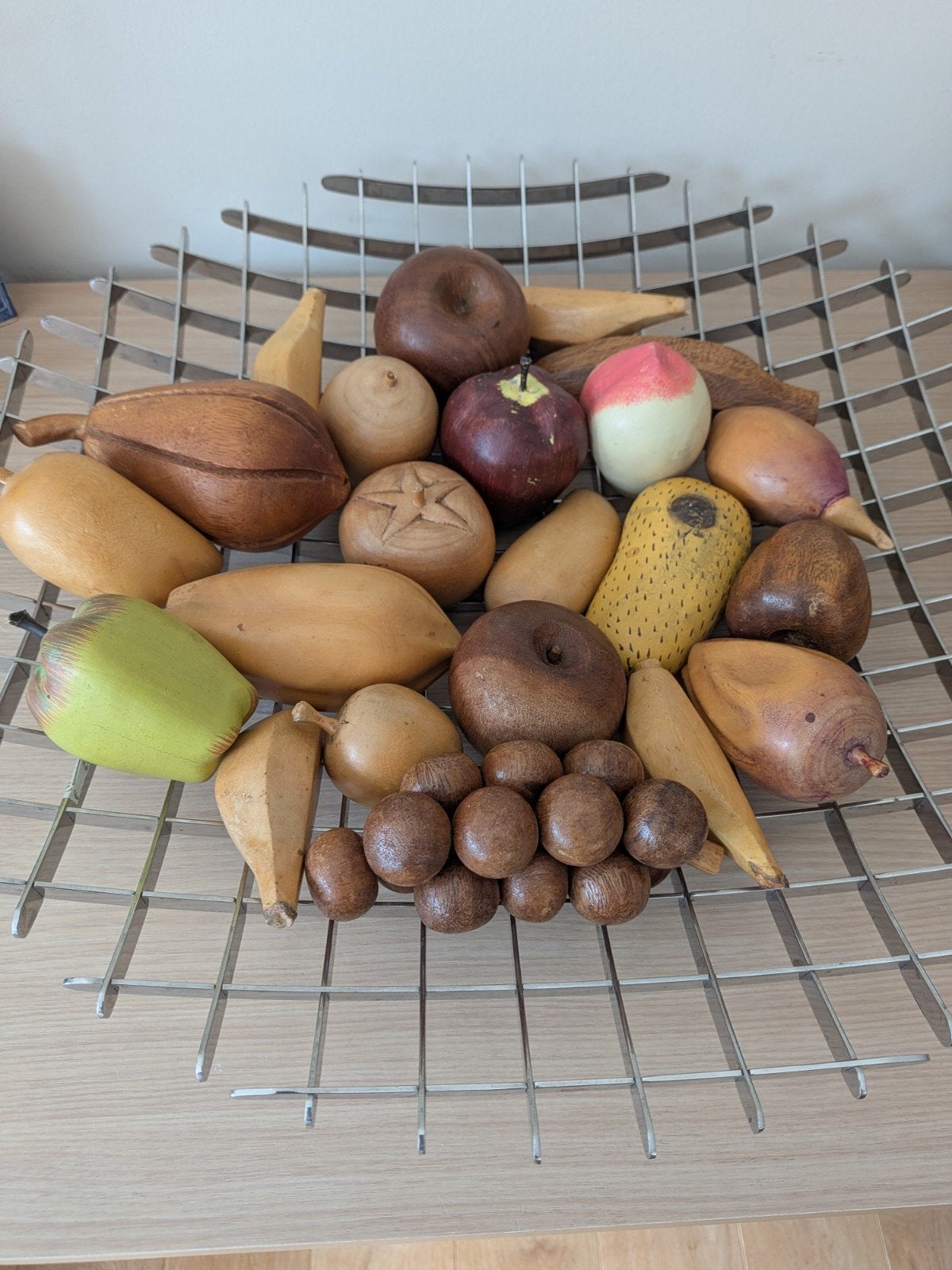 Vintage handgesneden houten fruitdecoratie - 22 stuks, Huis en Inrichting, Ophalen, Hout, Vintage
