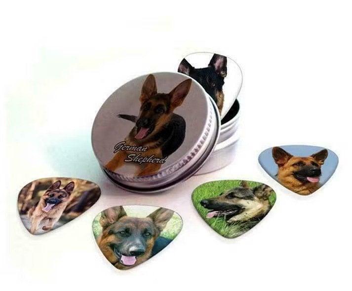 Blikje of display + plectrums van een Duitse Herder hond, Enlèvement ou Envoi, Neuf