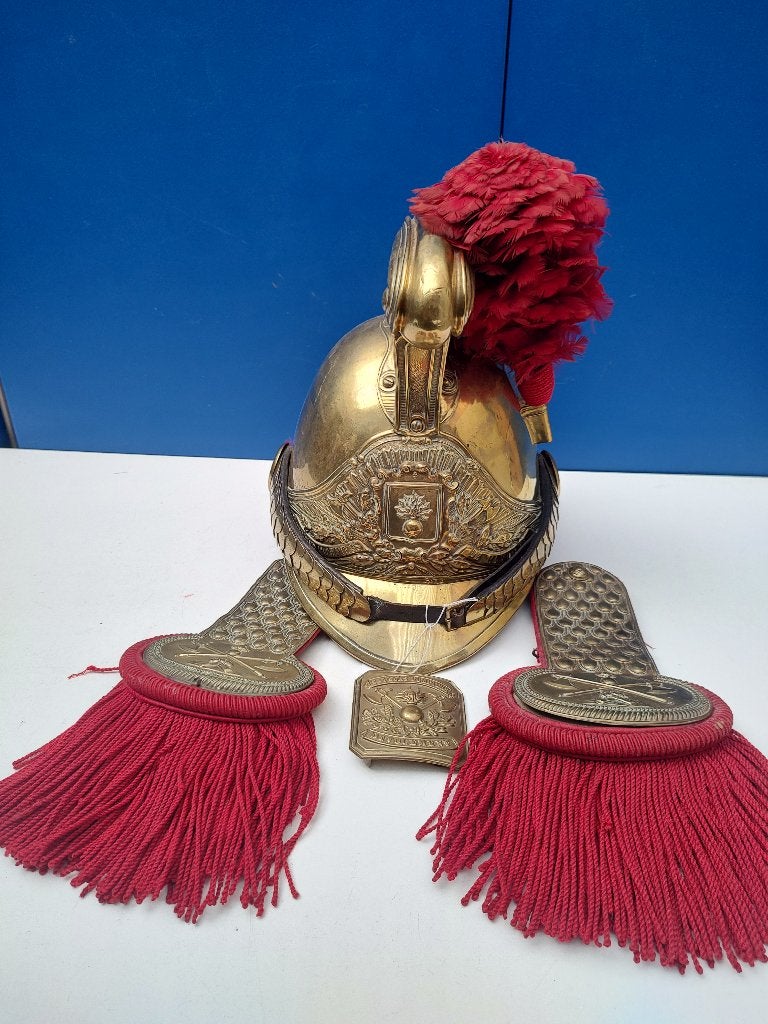Franse brandweer set "Mandres" , Helm mod.1885, Verzamelen, Verzenden